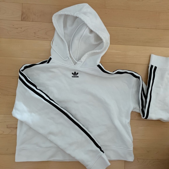 Adidas white cropped hoodie - Picture 5 of 7
